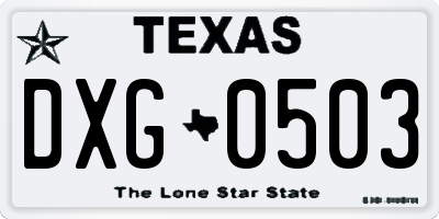 TX license plate DXG0503
