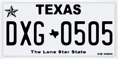 TX license plate DXG0505