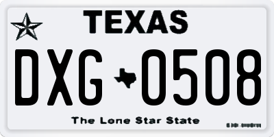 TX license plate DXG0508