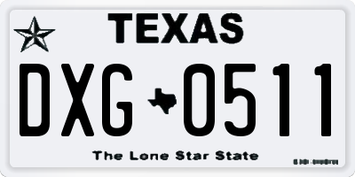TX license plate DXG0511