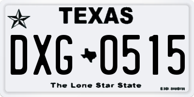 TX license plate DXG0515