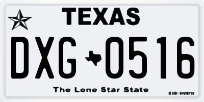 TX license plate DXG0516