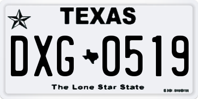 TX license plate DXG0519