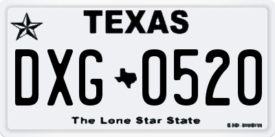 TX license plate DXG0520