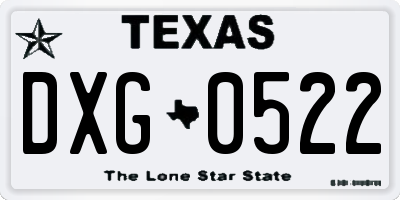 TX license plate DXG0522