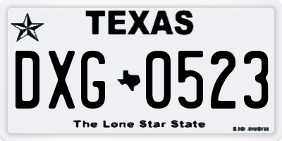 TX license plate DXG0523