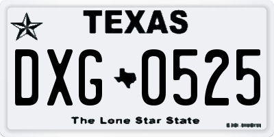TX license plate DXG0525
