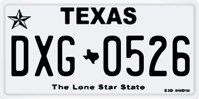 TX license plate DXG0526