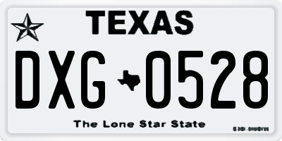 TX license plate DXG0528