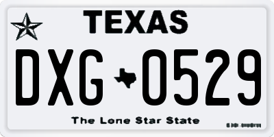 TX license plate DXG0529