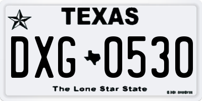 TX license plate DXG0530