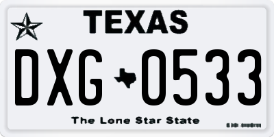 TX license plate DXG0533