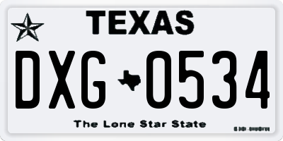 TX license plate DXG0534