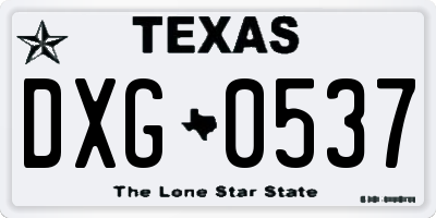 TX license plate DXG0537