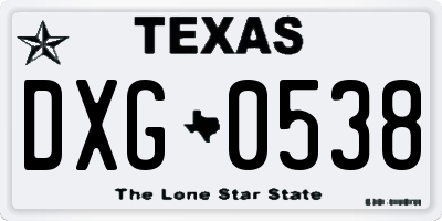 TX license plate DXG0538