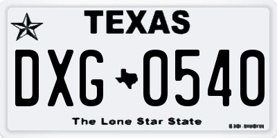 TX license plate DXG0540