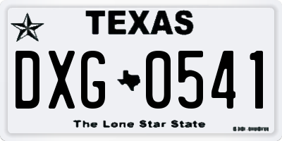 TX license plate DXG0541