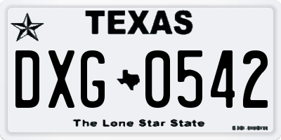 TX license plate DXG0542