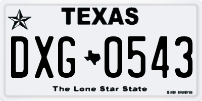 TX license plate DXG0543