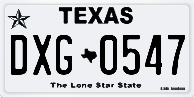 TX license plate DXG0547