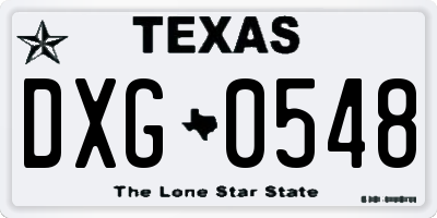 TX license plate DXG0548
