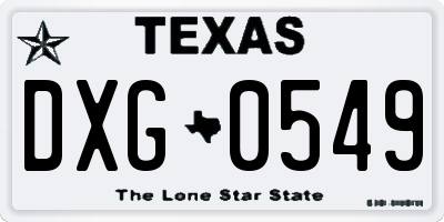 TX license plate DXG0549