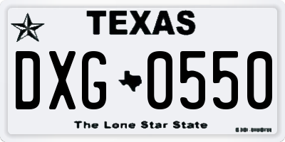 TX license plate DXG0550