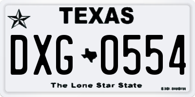 TX license plate DXG0554