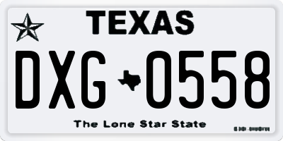 TX license plate DXG0558
