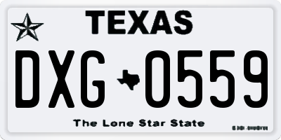 TX license plate DXG0559