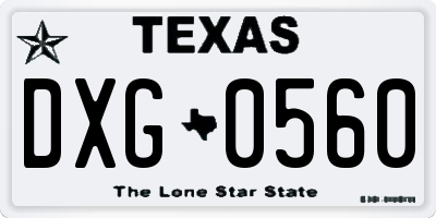 TX license plate DXG0560