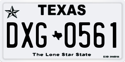 TX license plate DXG0561