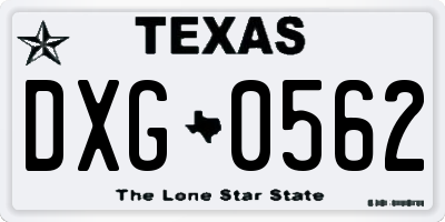 TX license plate DXG0562