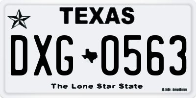 TX license plate DXG0563