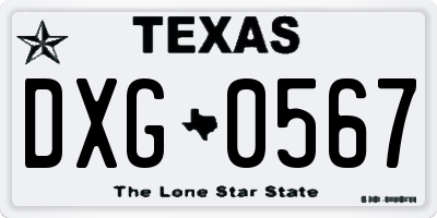 TX license plate DXG0567