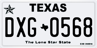 TX license plate DXG0568
