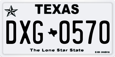 TX license plate DXG0570
