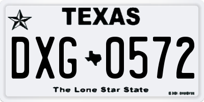 TX license plate DXG0572