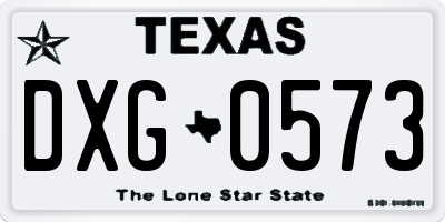 TX license plate DXG0573