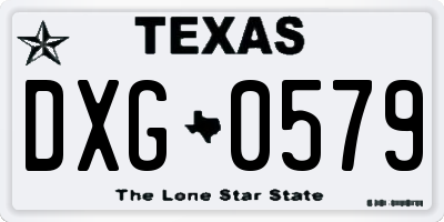 TX license plate DXG0579
