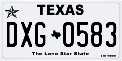 TX license plate DXG0583