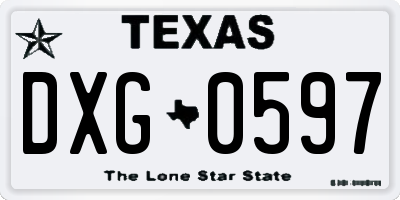 TX license plate DXG0597