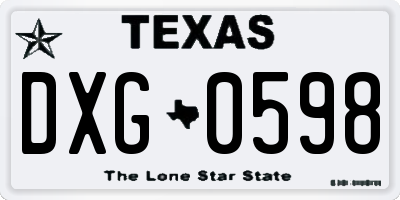TX license plate DXG0598
