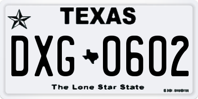 TX license plate DXG0602
