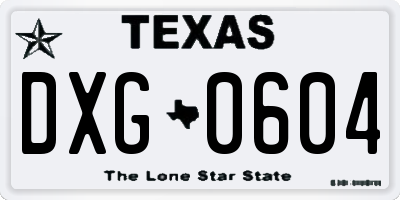 TX license plate DXG0604