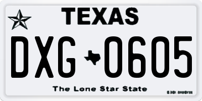 TX license plate DXG0605