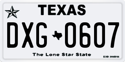 TX license plate DXG0607