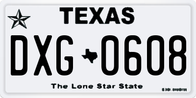 TX license plate DXG0608