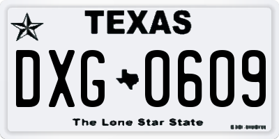 TX license plate DXG0609