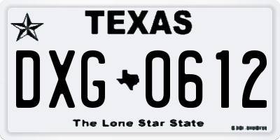 TX license plate DXG0612